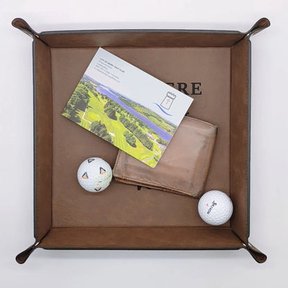 Leather Golf Tray | Catch-All for Balls, Tees, Scorecards | 6 Designs | Birthday Present, Father's Day Gift Idea | Golf Gifts Direct