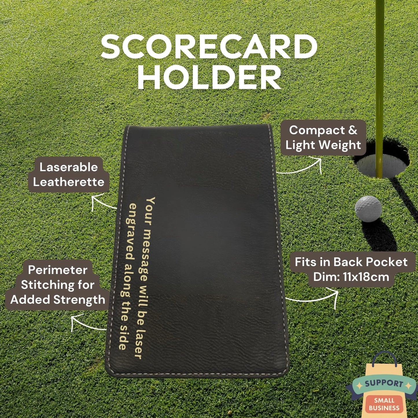 Custom Scorecard Holder | Black with Gold Engraving