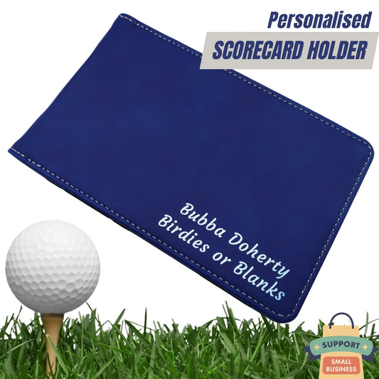 Custom Scorecard Holder | Blue with Silver Engraving