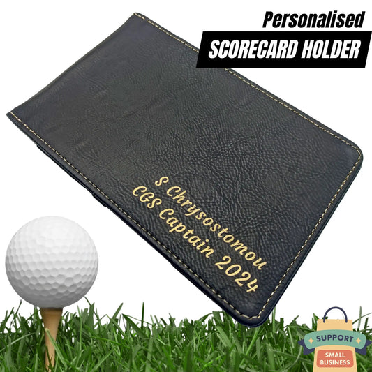 Custom Scorecard Holder | Black with Gold Engraving