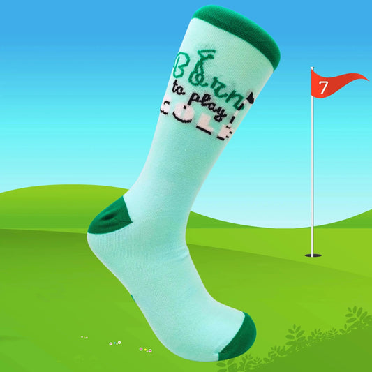 Golf Socks for Men | Born To Play Golf | My Lucky Golf Socks | Light Green - Golf Guy Gifts