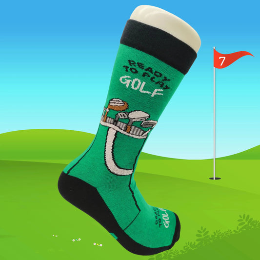 Golf Socks for Men | Ready To Play Golf | Grumpy When Not Golfing | Multicolour - Golf Guy Gifts