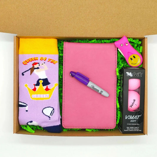 Golf Gifts For Women - Queen of The Green Gift Box - Pink Sock Edition - Golf Gifts Direct