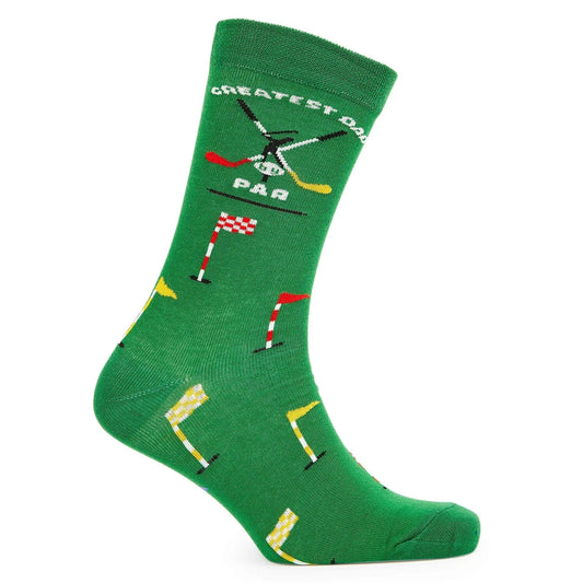 Golf Presents for Dad | Novelty Golf Socks for Men | Greatest Dad by Par - Fairway Green - Golf Gifts Direct
